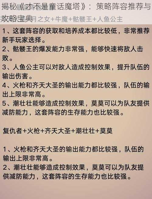 揭秘《才不是童话魔塔》：策略阵容推荐与攻略宝典